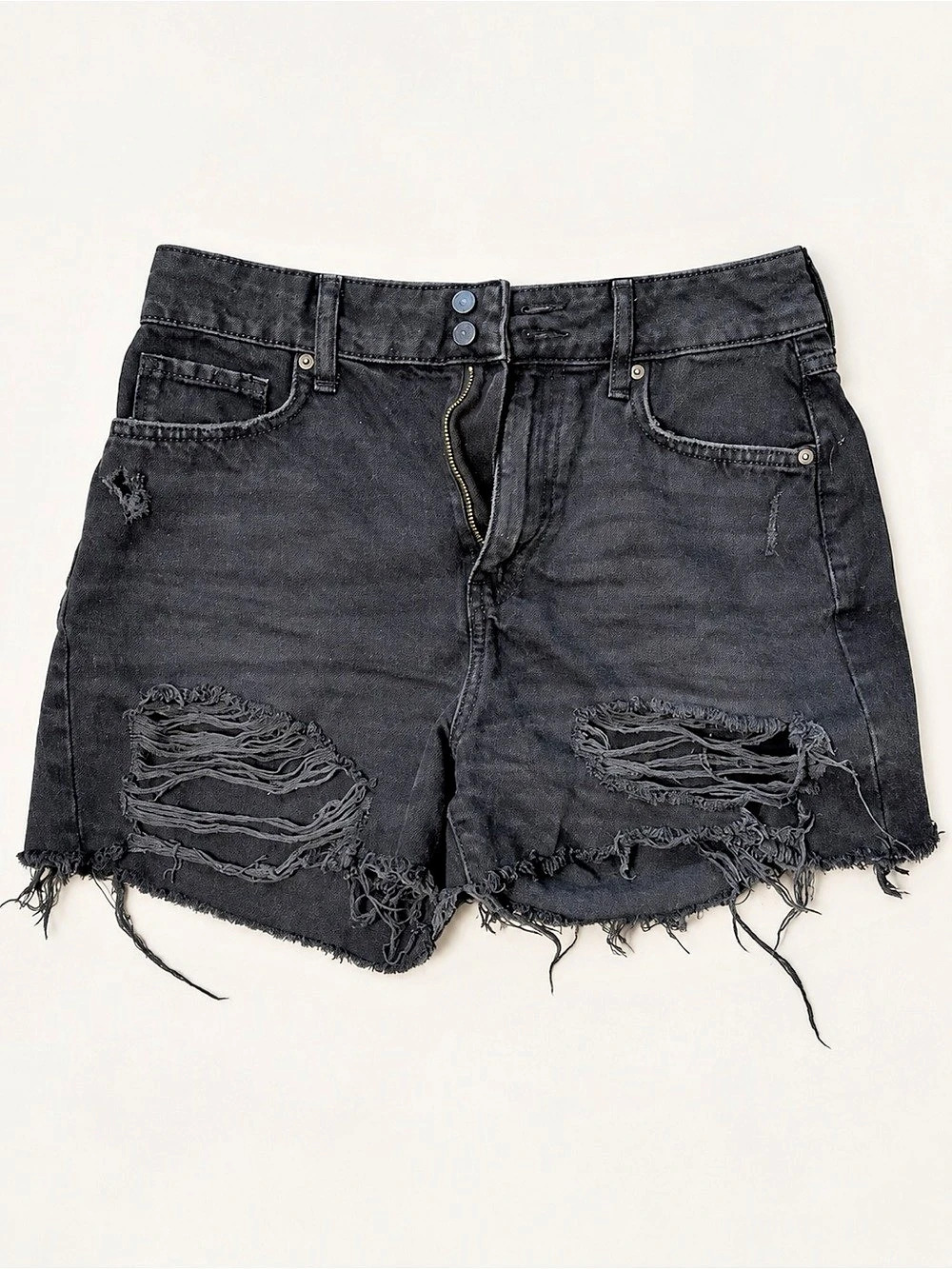Forever 21 Black Distressed Cutoff Denim Shorts Size 28
